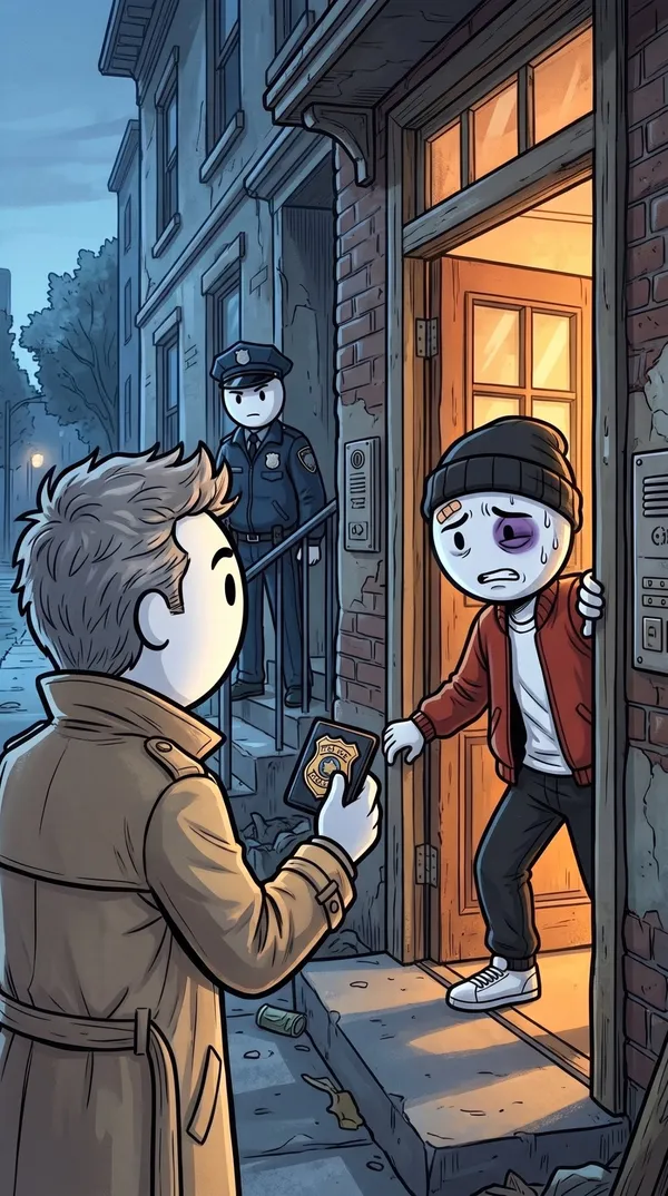 El detective llama a la puerta de Dre al amanecer